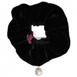 Elastic pentru par Cod ECD007LL din catifea Neagra cu perla sidefate